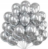 Balony metalik srebrne CHROM DUŻE 100 szt 10 cali SREBRO Sylwester Nowy Rok