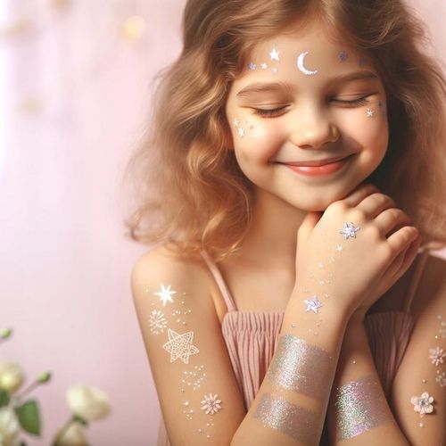 Tatuaże Brokatowe dla Dzieci Zmywalne Zestaw XXL 120 szablonów + GRATIS ! na Arena.pl