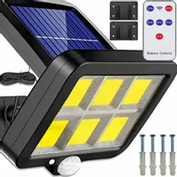 MOCNA LAMPA SOLARNA 120 LED Z CZUJNIKIEM RUCHU OGRODOWA ELEWACYJNA + PILOT