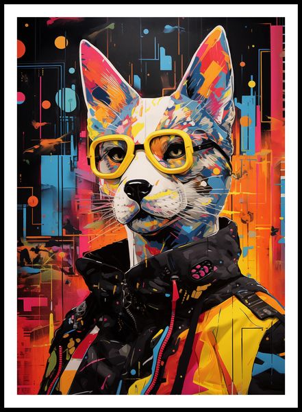 Plakat 64x90cm Kot w Miejskim Stylu zdjęcie 3