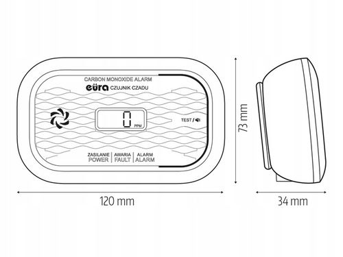 Markowy czujnik tlenku węgla EURA certyfikowany w CNBOP, rok produkcji 2025 na Arena.pl