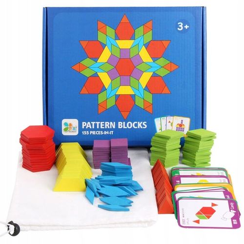 Puzzle Drewniane Układanka Montessori Mozaika XXL Klocki Drewniane 155elem. na Arena.pl