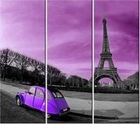 90CM 80 OBRAZ 3 ELEM CYTRYNA FIOLECIE ŚCIENNY