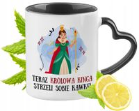 Dla Kingi Kubek Czarny Z Uszkiem W Kształcie Serca Na Prezent Z Nadrukiem