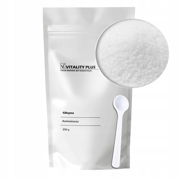 Glicyna 250g AMINOKWAS Glycine 250 porcji - SPOKÓJ PAMIĘĆ RELAKS SEN STERS zdjęcie 1