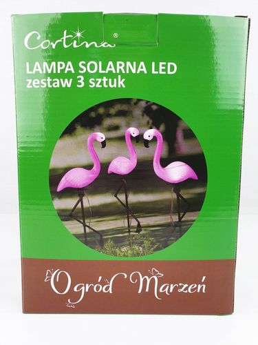 FLAMINGI SOLARNE LAMPKI OGRODOWE LED ZESTAW 3 SZT WBIJANE LAMPY na Arena.pl
