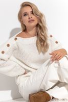 MIĘKKI SWETER O LUŹNYM FASONIE 42/44 ECRU
