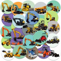 NAKLEJKI NA ZESZYT NALEPKA Z POSTACIAMI KÓŁKO MASZYNY BUDOWLANE WZORY 23EL