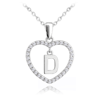 MINET Srebrny naszyjnik litera w sercu „D” z cyrkoniami