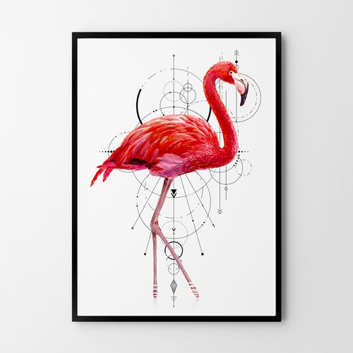 Plakat różowy flaming geometria 21x29,7 cm A4 na Arena.pl