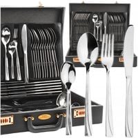 KOMPLET SZTUĆCÓW WALIZKA ZESTAW SZTUĆCE STAL NIERDZEWNA 72EL DLA 12 OSÓB