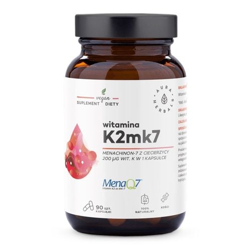 Aura Herbals Witamina K2 MK7 200 mcg MenaQ7 kompleks witamin 90 kaps. na Arena.pl