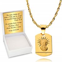 Łańcuszek Złoty Medalik Chrzest Komunia Grawer