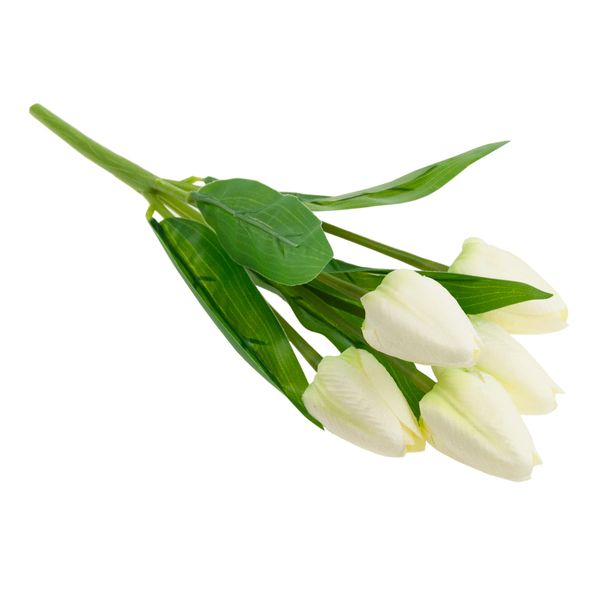 Tulipan Bukiet Tulipanów Piękny Jak Żywy Tulipany Kwiaty Białe Ecru X5 zdjęcie 6