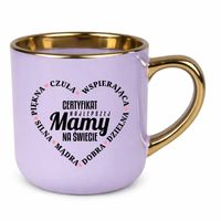 Certyfikat najlepszej mamy na świecie  elegancki kubek na prezent Fioletowy