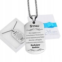 Srebrny Nieśmiertelnik Grawer Prezent dla Syna od Rodziców Naszyjnik Męski