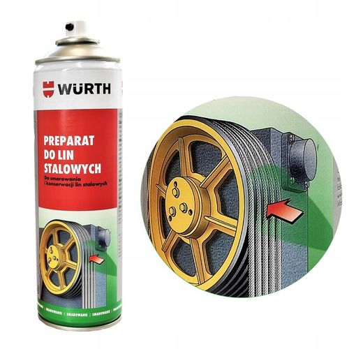WURTH Smar do Przekładni Linowych Lin Stalowych Antykorozyjny Spray 500 ml na Arena.pl