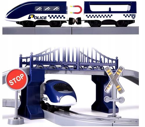 KOLEJKA ELEKTRYCZNA TORY POJAZDY MOSTY DOMKI POCIĄG WAGONY 92 elementów na Arena.pl