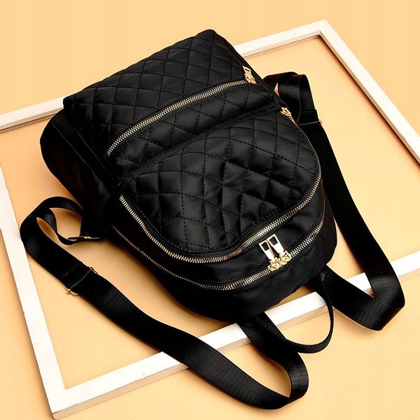 Plecak Czarny Wodoodporny Pikowany Damski Pojemny zdjęcie 11