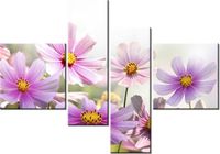 130CM 90 OBRAZ 4 ELEM DELIKATNE KWIATY ŚCIENNY