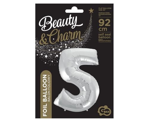 Balon Foliowy Cyfra 5, Srebrna 92 0356 na Arena.pl