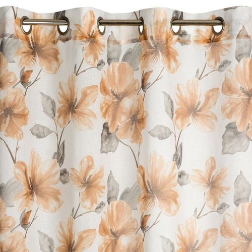 Firana na przelotach z nadrukiem w kwiaty SOFIA 140x250 biała + ruda na Arena.pl