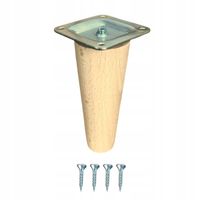 Noga meblowa drewniana STOŻEK surowa bukowa wysokość 12 cm blacha montażowa