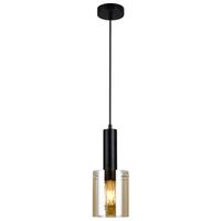 Skandynawska LAMPA wisząca SARDO PND-5581-1-BK+AMB Italux szklana OPRAWA loftowy ZWIS tuba okrągła bursztynowa czarna