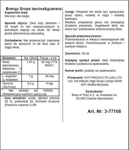 "Krople energetyzujące podnoszące libido – 30 ml" na Arena.pl