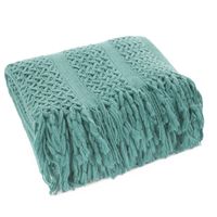 Pleciony koc akrylowy 130x170 c. miętowy