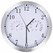 ZEGAR ŚCIENNY Z TERMOMETREM I HIGROMETREM 25CM