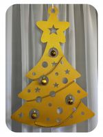 Zawieszka ozdoba do okna ŚWIĄTECZNA CHOINKA Boże Narodzenie DUŻA złota