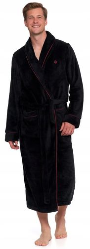 SZLAFROK MĘSKI Moraj Wiązany w Pasie Ciepły Puszysty z Kieszeniami - L na Arena.pl