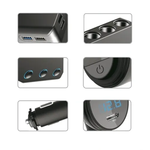 ROZDZIELACZ GNIAZDA ZAPALNICZKI 12-24V 4xUSB PD QC na Arena.pl