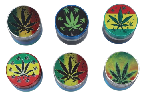 Kolorowy Grinder Crusher Młynek do Tytoniu z Liściem Konopi 4-Częściowy na Arena.pl