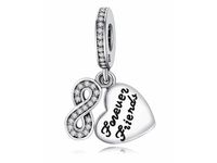 Rodowany srebrny wiszący charms do pandora nieskończona przyjaźć infinity serce cyrkonie srebro 925 PAS375
