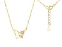 Pozłacany srebrny naszyjnik gwiazd celebrytka motyl motylek butterfly białe cyrkonie srebro 925 Z1731N_G