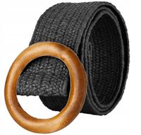 Słomiany Elastyczny Szeroki Pasek Klamra Z Drewna