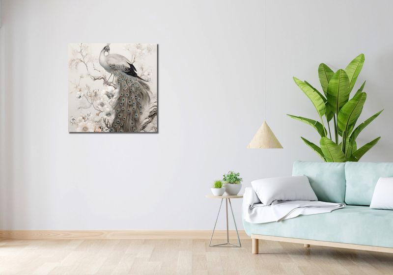 Obraz 70x70cm Pawia Gracja zdjęcie 2