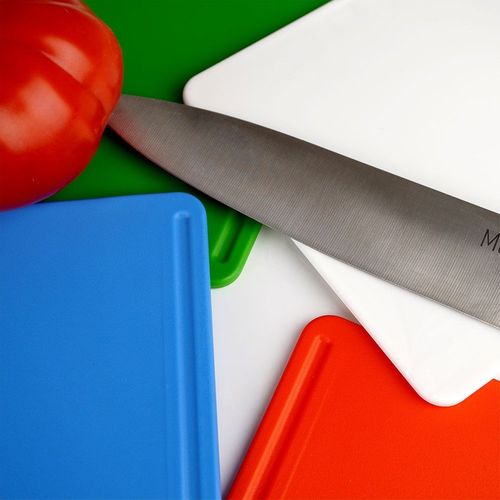 4x Deski Kuchenne do Krojenia Żywności w Stojaku Plastikowe Zestaw Desek na Arena.pl