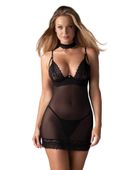 koszulka i stringi obsessive donarella czarny xl/2xl z chokerem