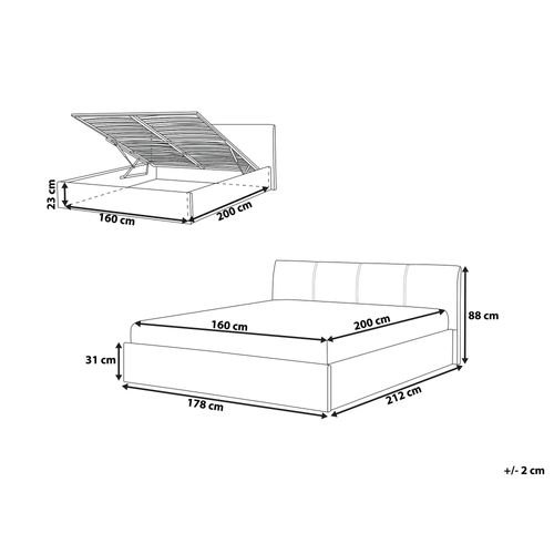 Łóżko z pojemnikiem tapicerowane 160 x 200 cm beżowe ORBEY na Arena.pl