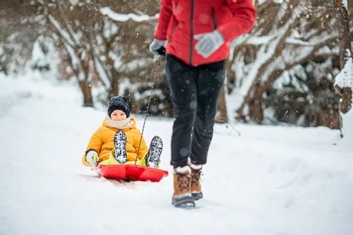 PLASTIKOWE SANKI ŚLIZGI Z HAMULCEM HORNET CZERWONY na Arena.pl