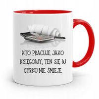 Kubek Czerwony Prezent Dla Księgowej Księgowego Z Nadrukiem Ze Zdjęciem