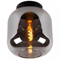 Szklana lampa sufitowa Joanes do kuchni czarna przydymiona