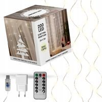KURTYNA ŚWIETLNA LAMPKI SOPLE 200 LED 2x2m GIRLANDA USB + ADAPTER / CIEPŁE