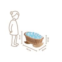 BUJANE ŁÓŻECZKO KOŁYSKA Z WIKLINY DLA LALEK Z POŚCIELĄ 46X28 H 20/25 CM