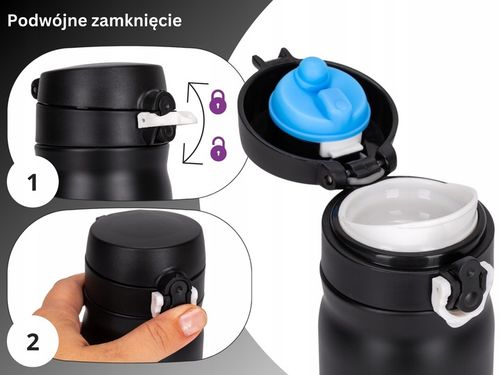 KUBEK TERMICZNY TERMOS STALOWY 100% SZCZELNY pojemny bidon 360 ml KAMILLE na Arena.pl