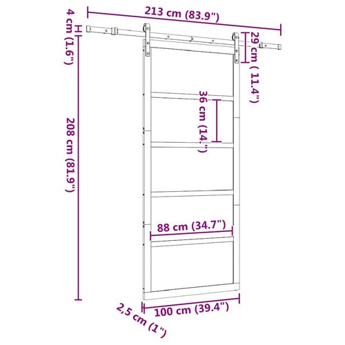 Drzwi przesuwne Brązowy 100 x 208 cm Lite drewno sosnowe na Arena.pl