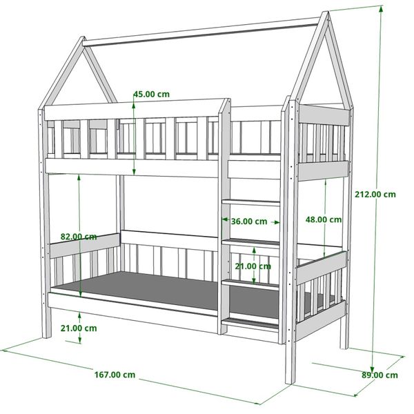 Łóżko piętrowe DOMEK CHWAT pod materac 90X190 zdjęcie 3
